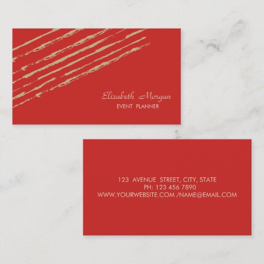 Modern elegant stijlvol, glitter Stripes, rood Visitekaartje (Voorkant / Achterkant)