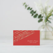 Modern elegant stijlvol, glitter Stripes, rood Visitekaartje (Staand voorkant)