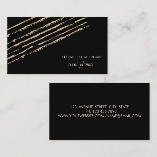 Modern elegant stijlvol, glitter Stripes, zwart Visitekaartje (Voorkant / Achterkant)