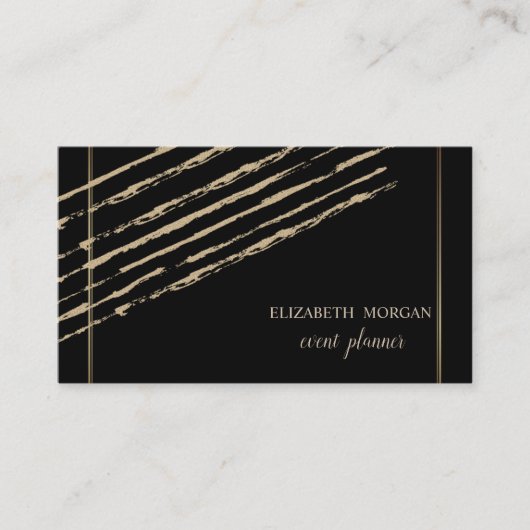 Modern elegant stijlvol, glitter Stripes, zwart Visitekaartje (Voorkant)
