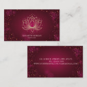 Modern Elegant Stijlvol Goud Lotus Rood Visitekaartje (Voorkant / Achterkant)