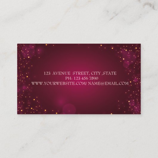 Modern Elegant Stijlvol Goud Lotus Rood Visitekaartje (Achterkant)