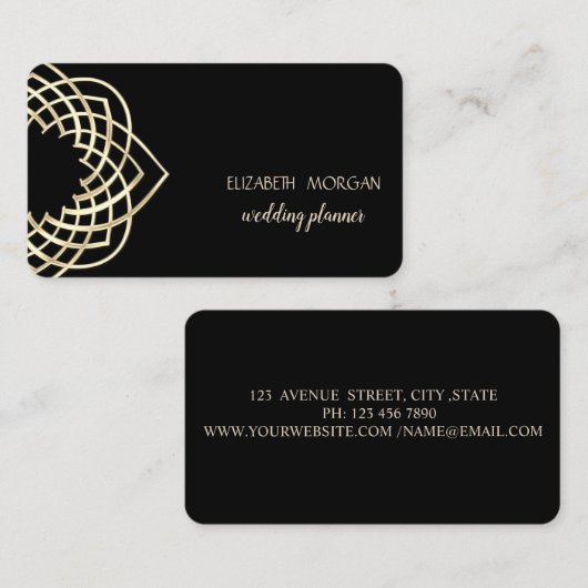 Modern elegant stijlvol, goud, zwart visitekaartje (Voorkant / Achterkant)