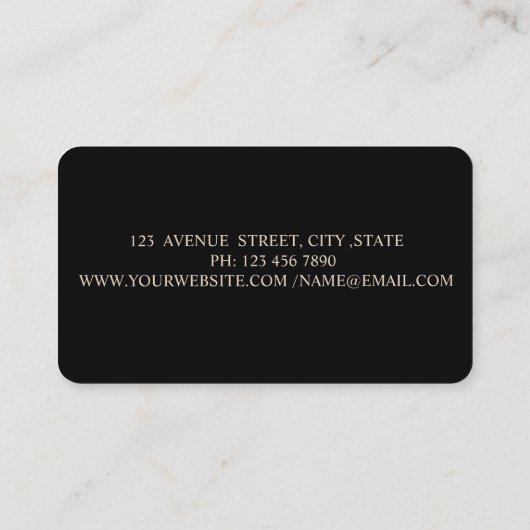 Modern elegant stijlvol, goud, zwart visitekaartje (Achterkant)