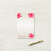 Modern elegant stijlvol, hibiskus-persoonlijk post-it® notes (Op bureau)