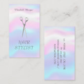 Modern elegant stijlvol holografisch, schaar visitekaartje (Voorkant / Achterkant)