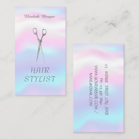 Modern elegant stijlvol holografisch, schaar visitekaartje