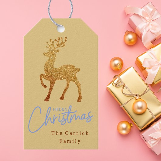 Modern elegant stijlvol kerstrendier cadeaulabel