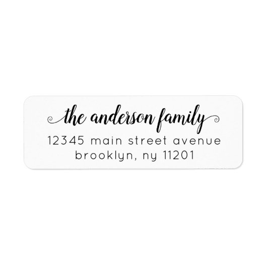 Modern Elegant Stijlvol Klassiek Zwart Script Fami Etiket (Voorkant)