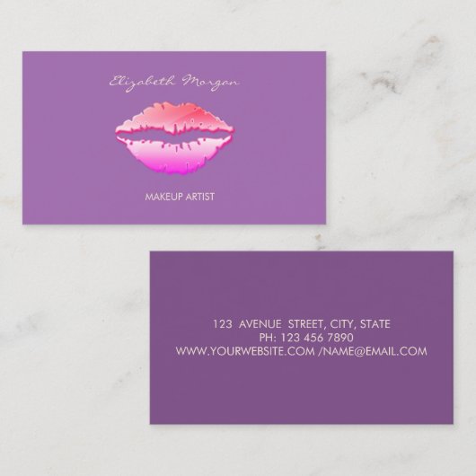 Modern elegant stijlvol, lips, mager artiest visitekaartje (Voorkant / Achterkant)