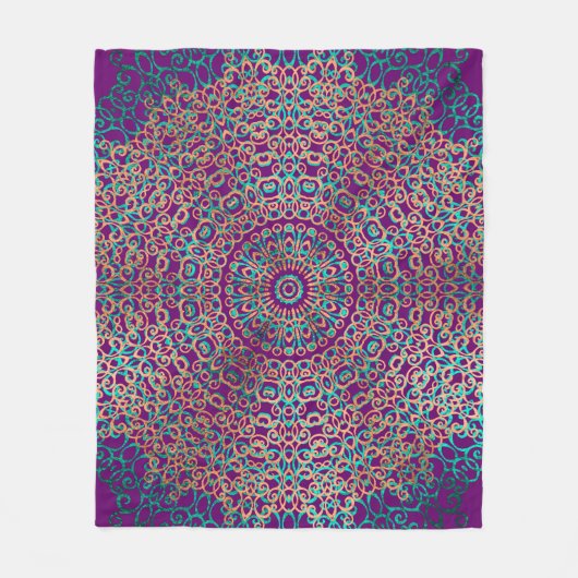 Modern & Elegant Stijlvol Mandala Boho Donker Paar Fleece Deken (Voorkant)