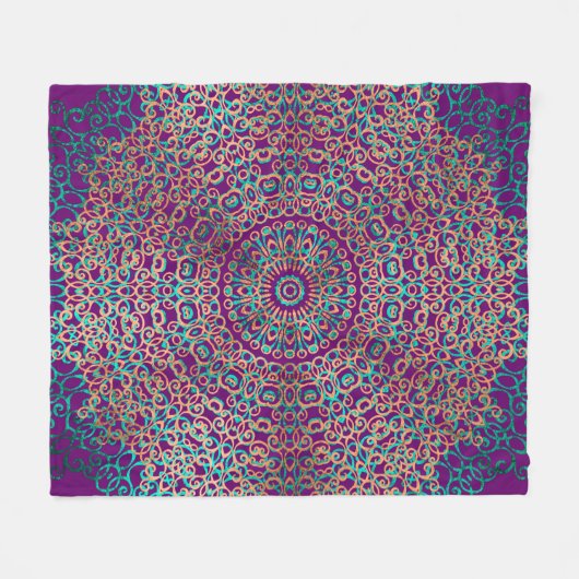 Modern & Elegant Stijlvol Mandala Boho Donker Paar Fleece Deken (Voorkant (Horizontaal))