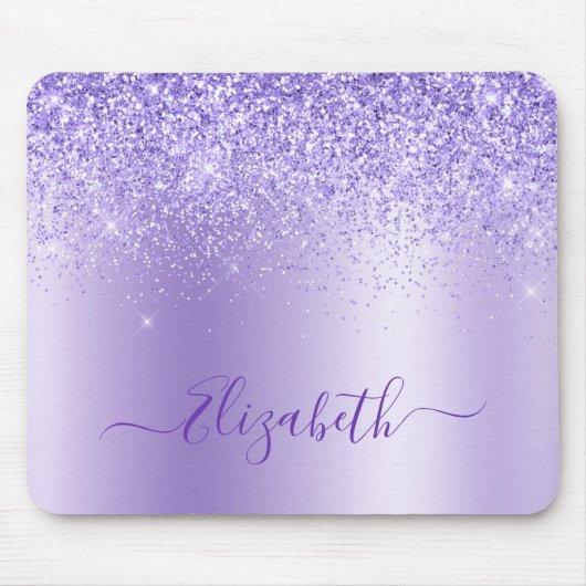 Modern Elegant Stijlvol Paars Glitter Muismat (Voorkant)