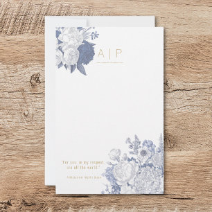 Modern Elegant Stijlvol Quote Bloemenblauw Briefpapier