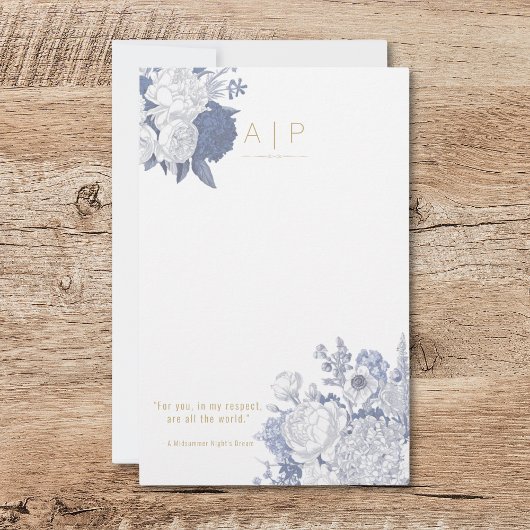 Modern Elegant Stijlvol Quote Bloemenblauw Briefpapier
