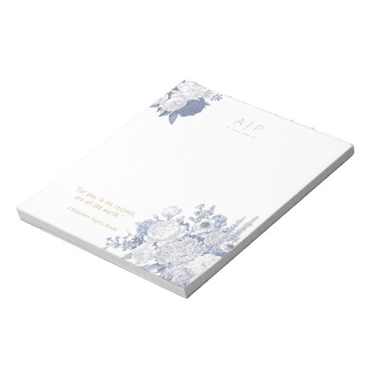 Modern Elegant Stijlvol Quote Bloemenblauw Notitieblok (Linkerzijde)