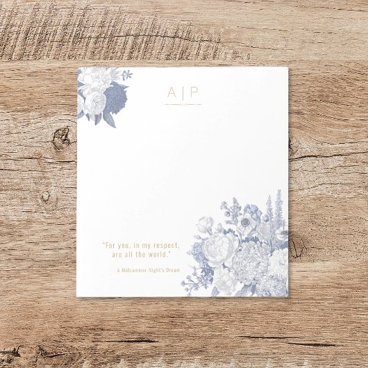 Modern Elegant Stijlvol Quote Bloemenblauw Notitieblok