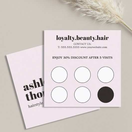 Modern Elegant Stijlvol Roos Wit Haar Salon Klantenkaartje