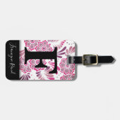 Modern elegant stijlvol roze monogram voor reizen bagagelabel (Voorkant horizontaal)