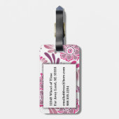 Modern elegant stijlvol roze monogram voor reizen bagagelabel (Achterkant verticaal)