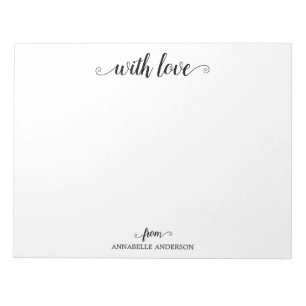 Modern elegant stijlvol script zwart met liefde notitieblok