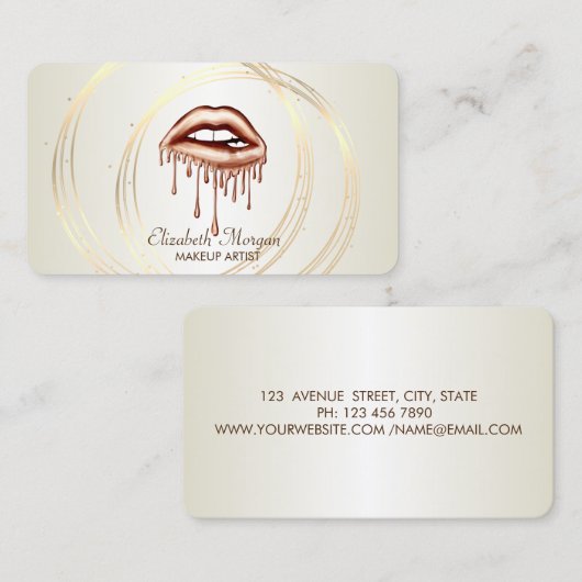 Modern elegant stijlvol, striped, Gold Circles, Li Visitekaartje (Voorkant / Achterkant)