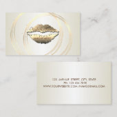 Modern elegant stijlvol, striped, Gold Circles, Li Visitekaartje (Voorkant / Achterkant)