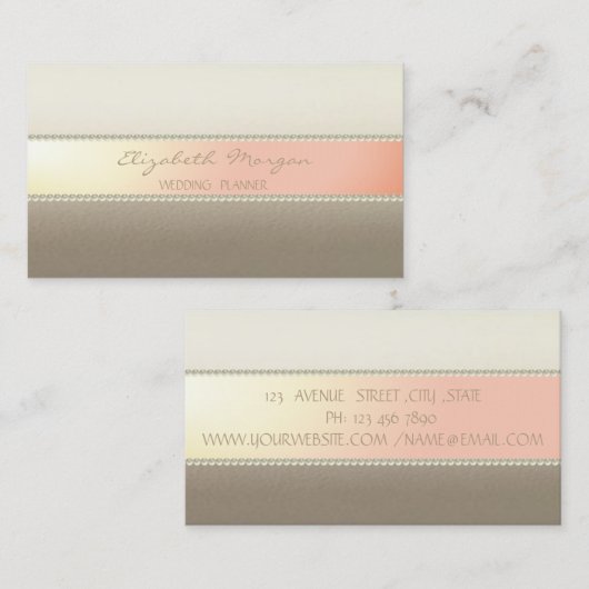 Modern elegant stijlvol, stripes, parels visitekaartje (Voorkant / Achterkant)