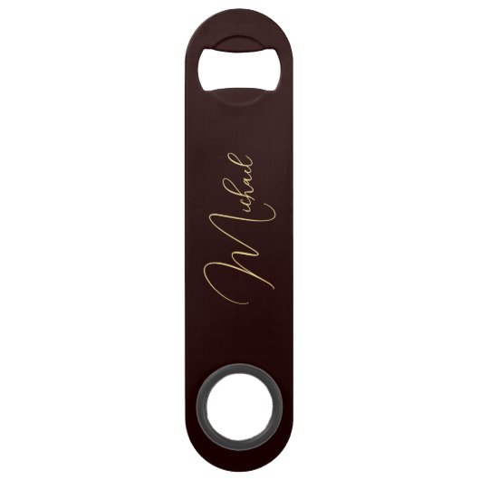 Modern Elegant Stijlvol Trendy Bruin Monogrammed Speed Flessenopener (Achterkant)