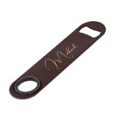 Modern Elegant Stijlvol Trendy Bruin Monogrammed Speed Flessenopener (Achterkant Gekanteld)
