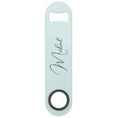 Modern Elegant Stijlvol Trendy Monogram Aqua Blue Speed Flessenopener (Voorkant)