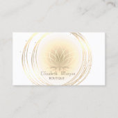 Modern elegant stijlvol, wit, gouden cirkels Lotus Visitekaartje (Voorkant)