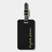 Modern Elegant Stijlvol Zwart Geruit Goud Reizen Bagagelabel (Voorkant verticaal)