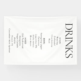 Modern Elegant Stof Wedding Bar Drinken Menu Spandoek