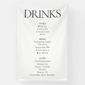 Modern Elegant Stof Wedding Bar Drinken Menu Spandoek (Verticaal)