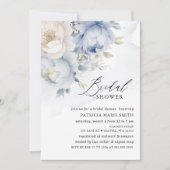 Modern Elegant Stoffig Blauw Bloemen Vrijgezellenf Kaart (Voorkant)