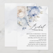 Modern Elegant Stoffig Blauw Bloemen Vrijgezellenf Kaart (Voorkant / Achterkant)