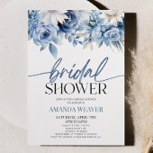 Modern Elegant Stoffig Blauw Bloemen Vrijgezellenf Kaart