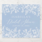 Modern Elegant Stoffig Blauw Bloemen Vrijgezellenf Sparkling Wijnetiket (Enkel label)