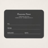 Modern Elegant Stone Grey Agate Cadeaucertificaat Visitekaartje (Achterkant)