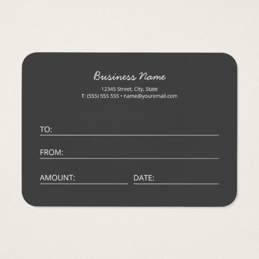 Modern Elegant Stone Grey Agate Cadeaucertificaat Visitekaartje (Achterkant)