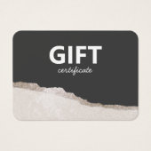 Modern Elegant Stone Grey Agate Cadeaucertificaat Visitekaartje (Voorkant)