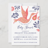 Modern Elegant Stork Baby Girl Shower Kaart (Voorkant)