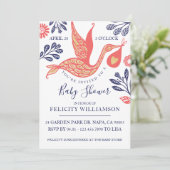 Modern Elegant Stork Baby Girl Shower Kaart (Staand voorkant)