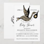 Modern Elegant  Stork Baby shower Invitation Kaart (Voorkant / Achterkant)