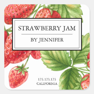 Modern Elegant Strawberry Jam Label