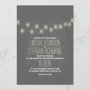 Modern Elegant String Lights Wedding Uitnodiging