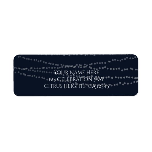 Modern Elegant String of Lights Blue Celebration Etiket (Voorkant)