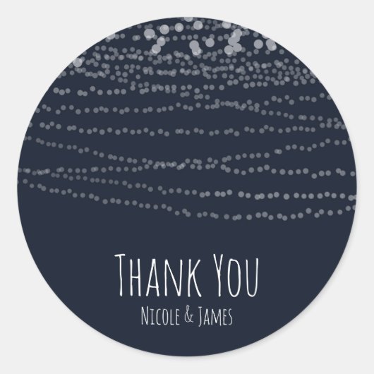 Modern Elegant String of Lights Blue Celebration Ronde Sticker (Voorkant)