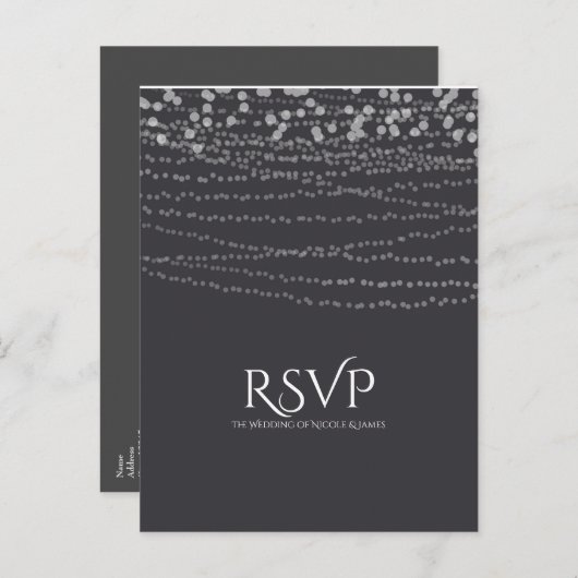 Modern Elegant String of Lights Wedding RSVP Uitnodiging Briefkaart (Voorkant / Achterkant)